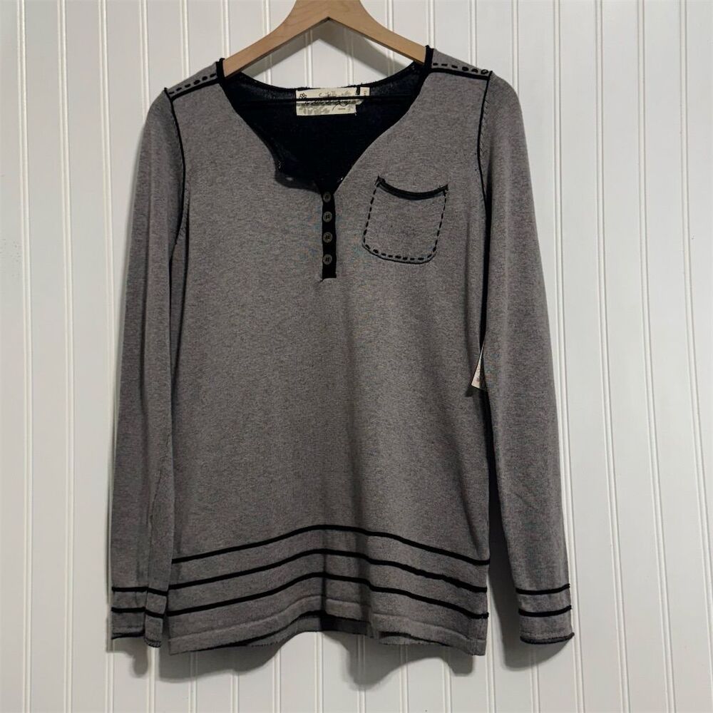 NWT Aventura‎ Leighton Henley M Organic Cotton Frost Gray Contrast Sustainable